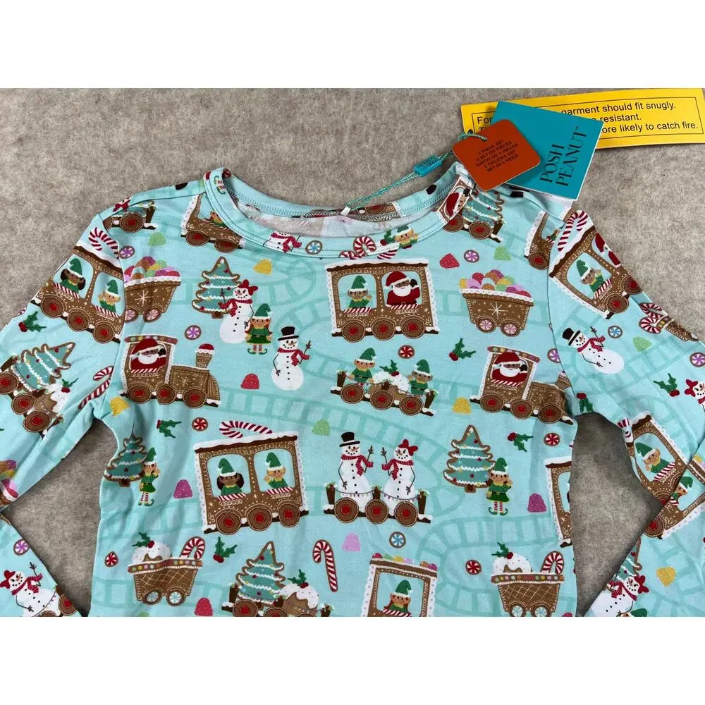 Posh Peanut Gingerbread Train Bamboo Pajama Set Size 5/6 NEW